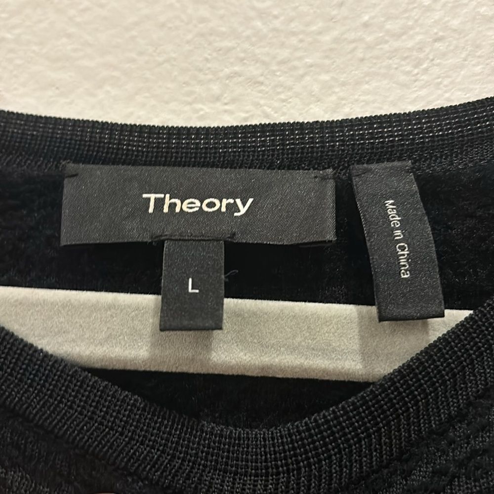Theory Black Textured Fit Flare Classy Casual Career Date Tank Top Large - Picture 5 of 10